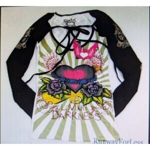 KIMIKAL Loving Darkness Flower Bling Tshirt T-shirt S Small New